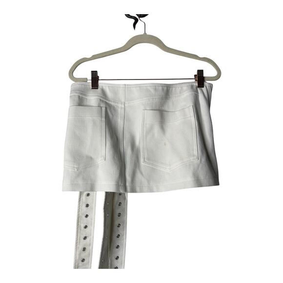 Aniye Records Lex Mini Skirt Denim Buckle Strap Edgy Chic Grunge Y2K Milk Sz 40 - Picture 9 of 13